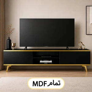 میز تلویزیون مشکی طلایی کد 134 تمام ام دی اف