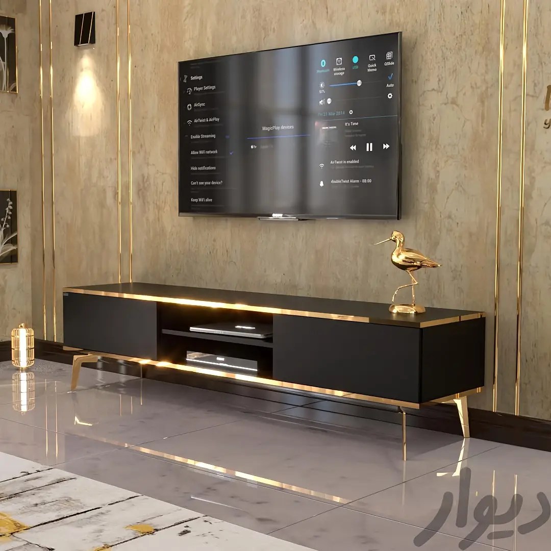 میز تلویزیون مشکی طلایی کد 134