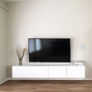 میز تلویزیون باکس 4 کشو دیواری تمام ام دی اف و تمام هایگلاس میز ایرانیان